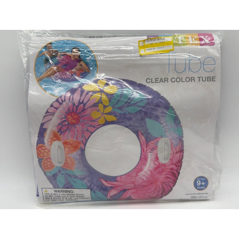 Intex Clear Color Pool Tube With Floral Design - 38in (97cm) For Ages 9+  Durabl